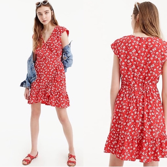 j crew red floral dress